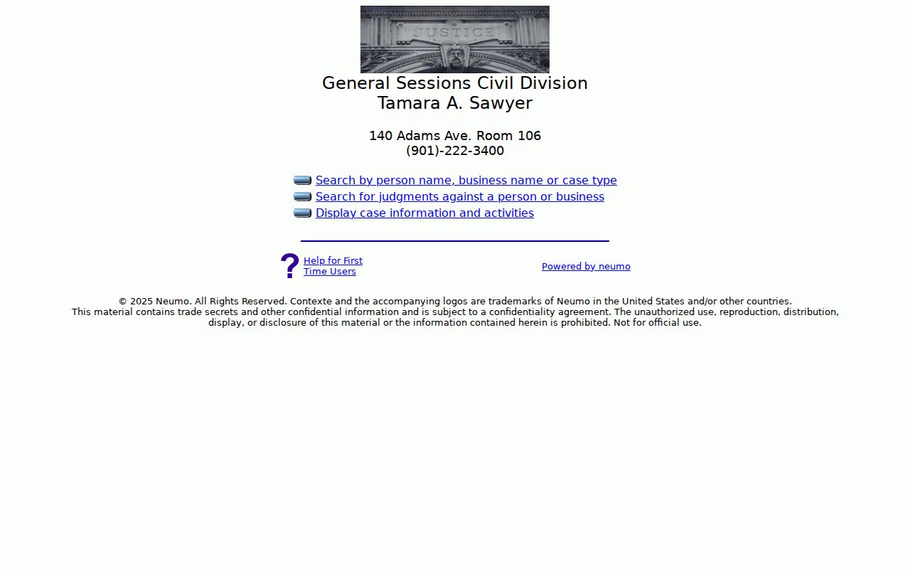 Shelby County resident lookup General Sessions Civil search screen