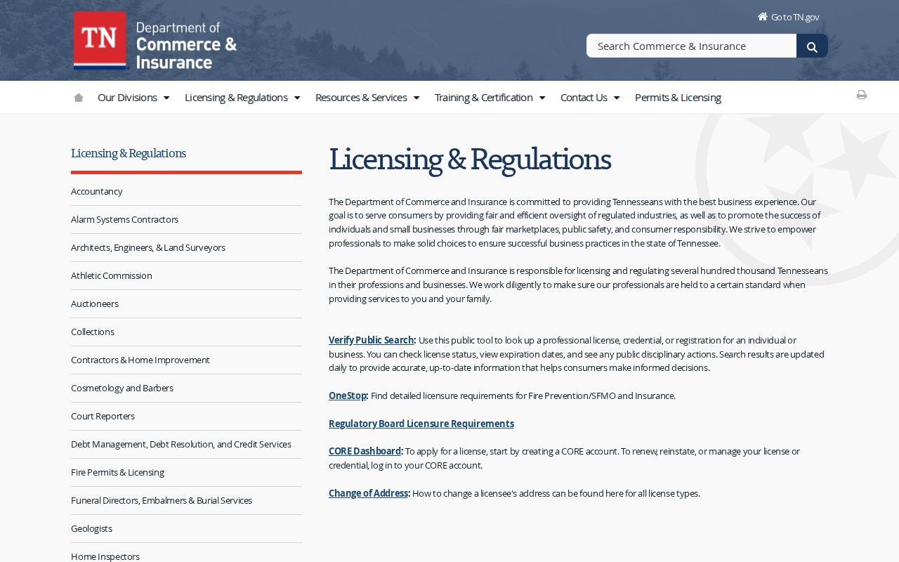 Shelby County residents directory view of Tennessee public license lookup
